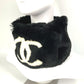 CHANEL Bicolor CC Logo Coco Mark Tippet Accessory Muffler Fur Ladies Black