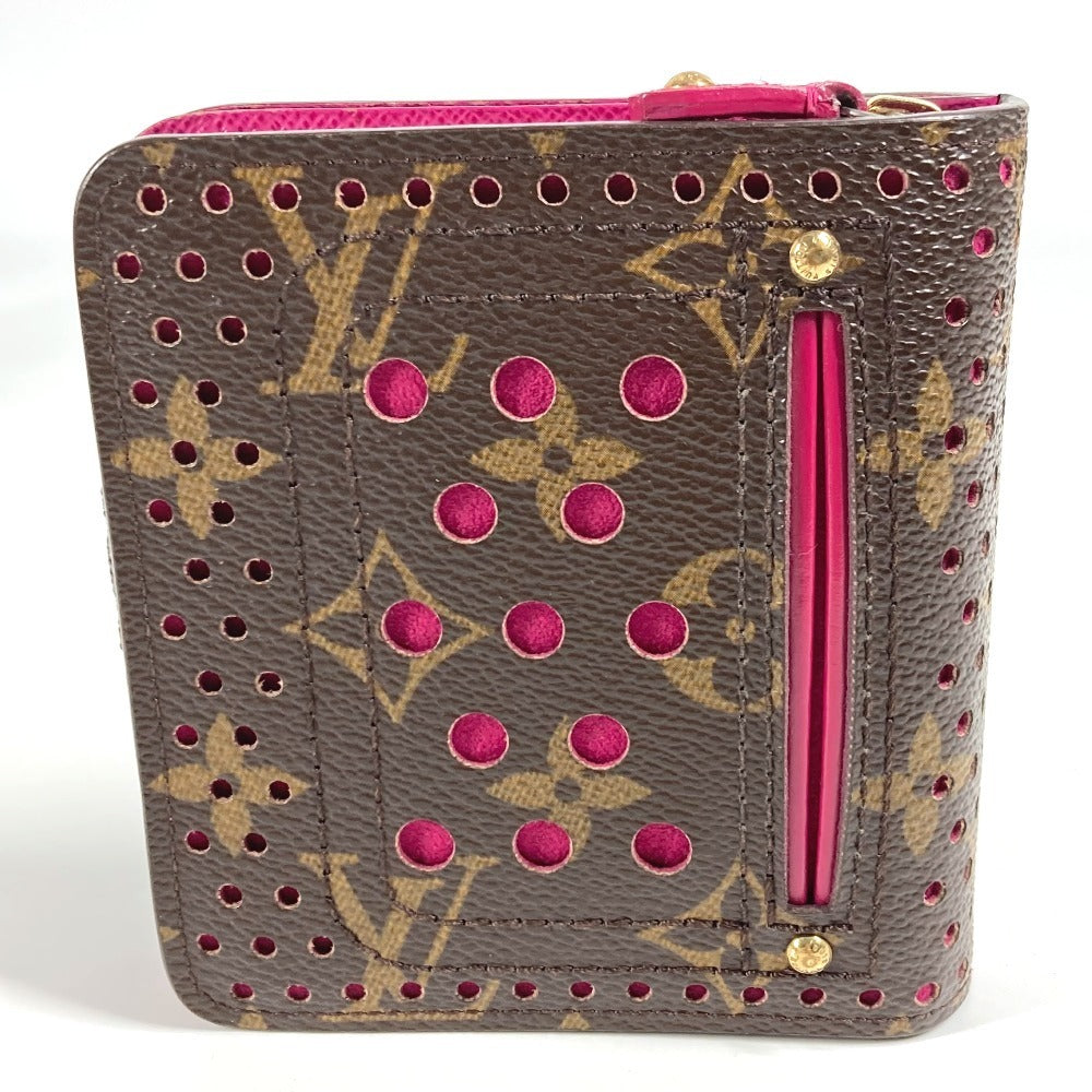 LOUIS VUITTON M95188 Monogram Perforated Compact Zip Wallet, Bi-fold Wallet, Monogram Canvas, Women's, Fuchsia Pink