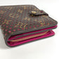LOUIS VUITTON M95188 Monogram Perforated Compact Zip Wallet, Bi-fold Wallet, Monogram Canvas, Women's, Fuchsia Pink