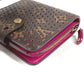 LOUIS VUITTON M95188 Monogram Perforated Compact Zip Wallet, Bi-fold Wallet, Monogram Canvas, Women's, Fuchsia Pink