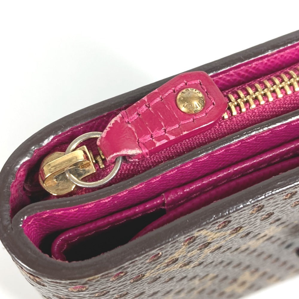 LOUIS VUITTON M95188 Monogram Perforated Compact Zip Wallet, Bi-fold Wallet, Monogram Canvas, Women's, Fuchsia Pink