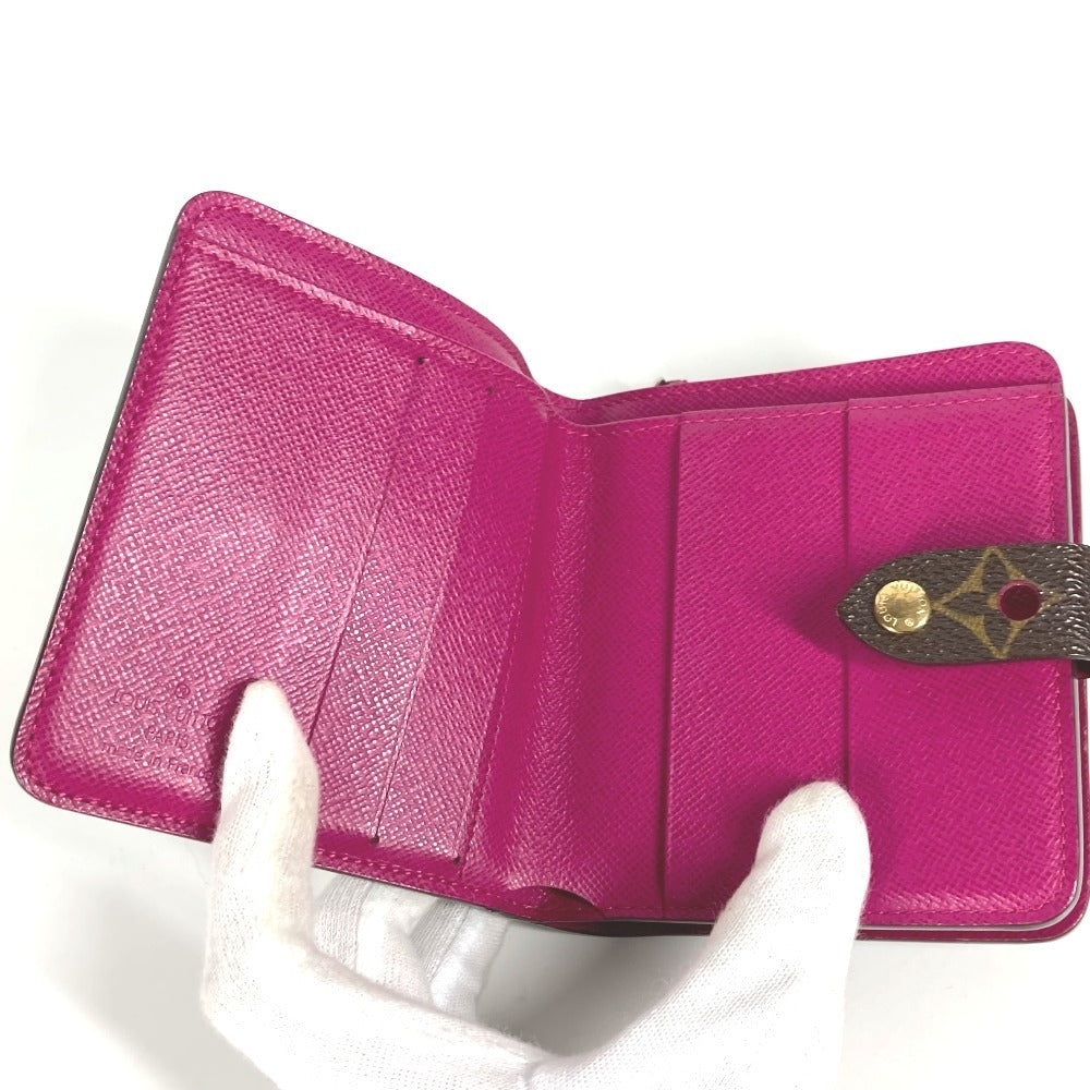 LOUIS VUITTON M95188 Monogram Perforated Compact Zip Wallet, Bi-fold Wallet, Monogram Canvas, Women's, Fuchsia Pink