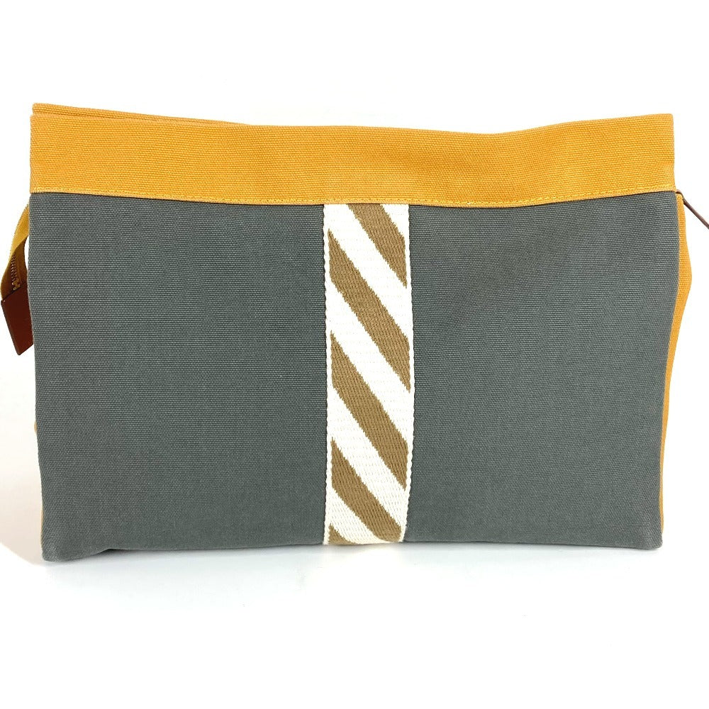 HERMES H Logo Jimetu GM Jimetu GM Bag Pouch Second Bag Makeup Pouch Multi Pouch Clutch Bag Cotton Unisex Gray