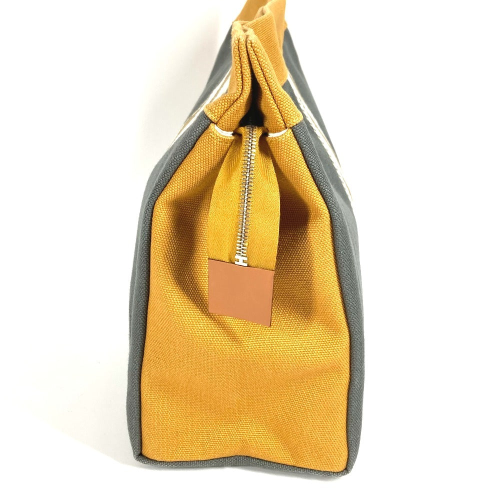 HERMES H Logo Jimetu GM Jimetu GM Bag Pouch Second Bag Makeup Pouch Multi Pouch Clutch Bag Cotton Unisex Gray