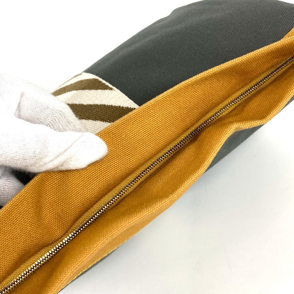 HERMES H Logo Jimetu GM Jimetu GM Bag Pouch Second Bag Makeup Pouch Multi Pouch Clutch Bag Cotton Unisex Gray