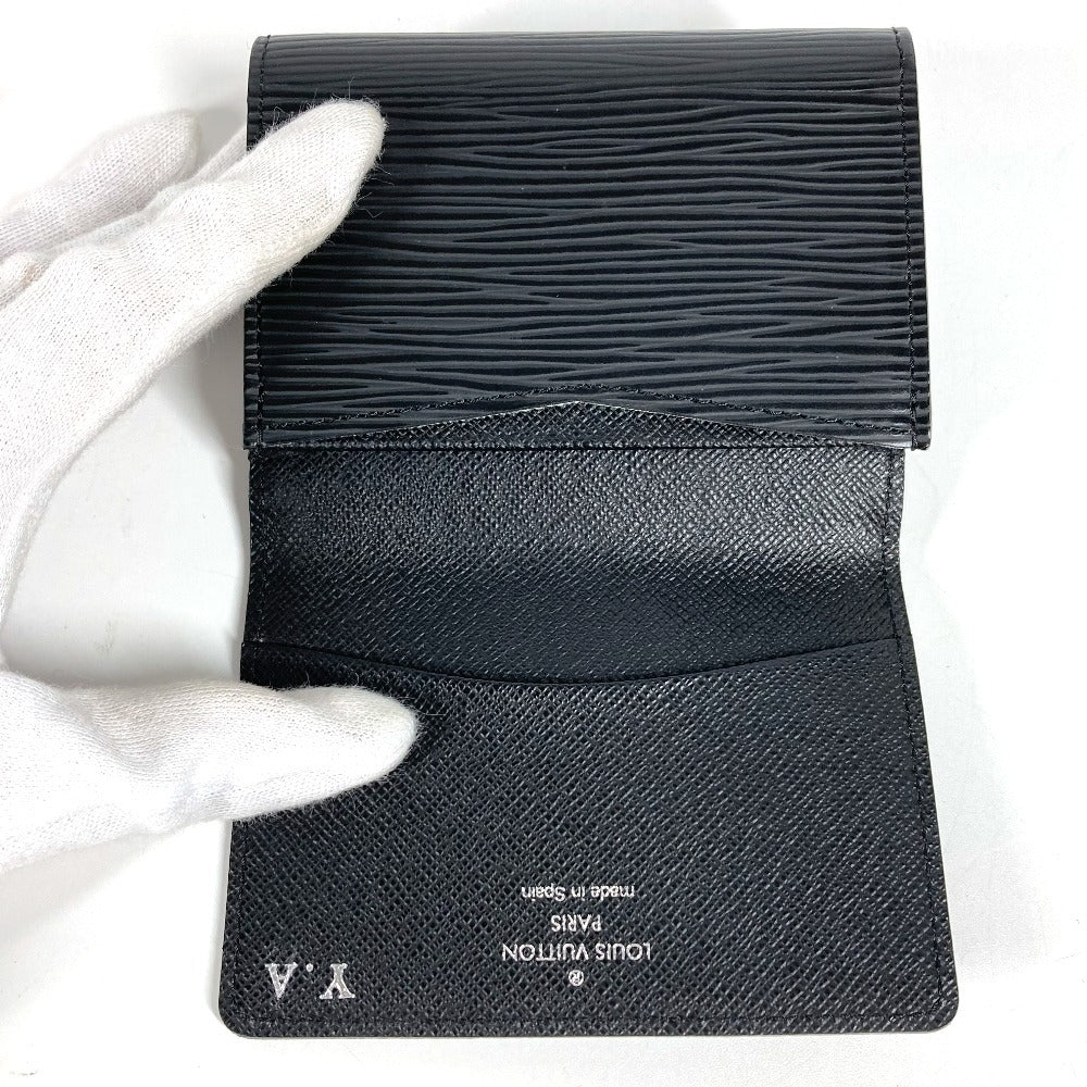 Louis vuitton m56582 epi anvelope carte de visite kad perniagaan lulus kes flap bifold card case epi kulit unisex noir hitam