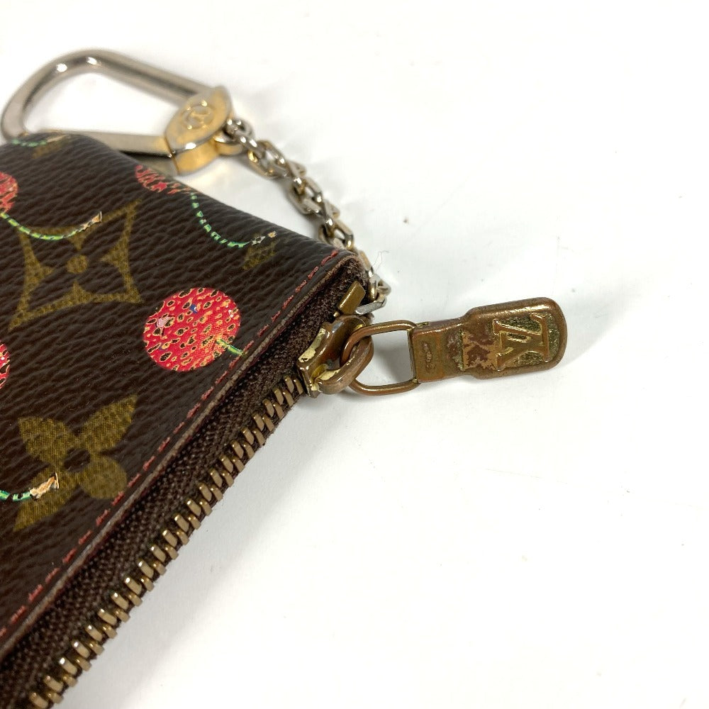 LOUIS VUITTON M95042 Monogram Cherry Takashi Murakami Pochette Cleat Key Case Wallet Coin Purse with Key Ring Coin Case Monogram Canvas Women's Red