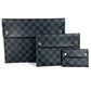 Louis Vuitton N60255 Damier Graphite Alpha Triple Pouch 3 Piece Set Bag Pouch Flap Kad Kedua Kad Kad Dompet Klac Bag Damier Graphite Canvas Unisex Hitam