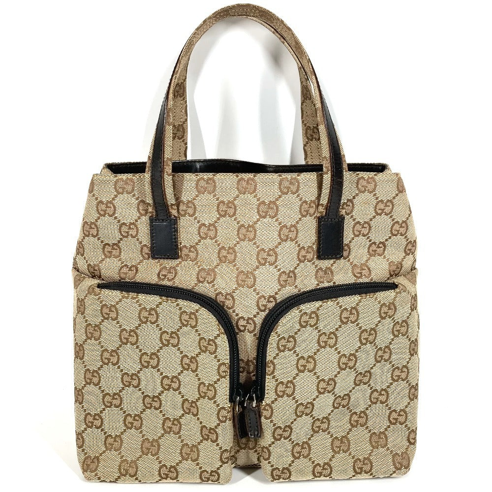 GUCCI 002・1080 GG Logo Bag Tote Bag Handbag GG Canvas/Leather Unisex Beige