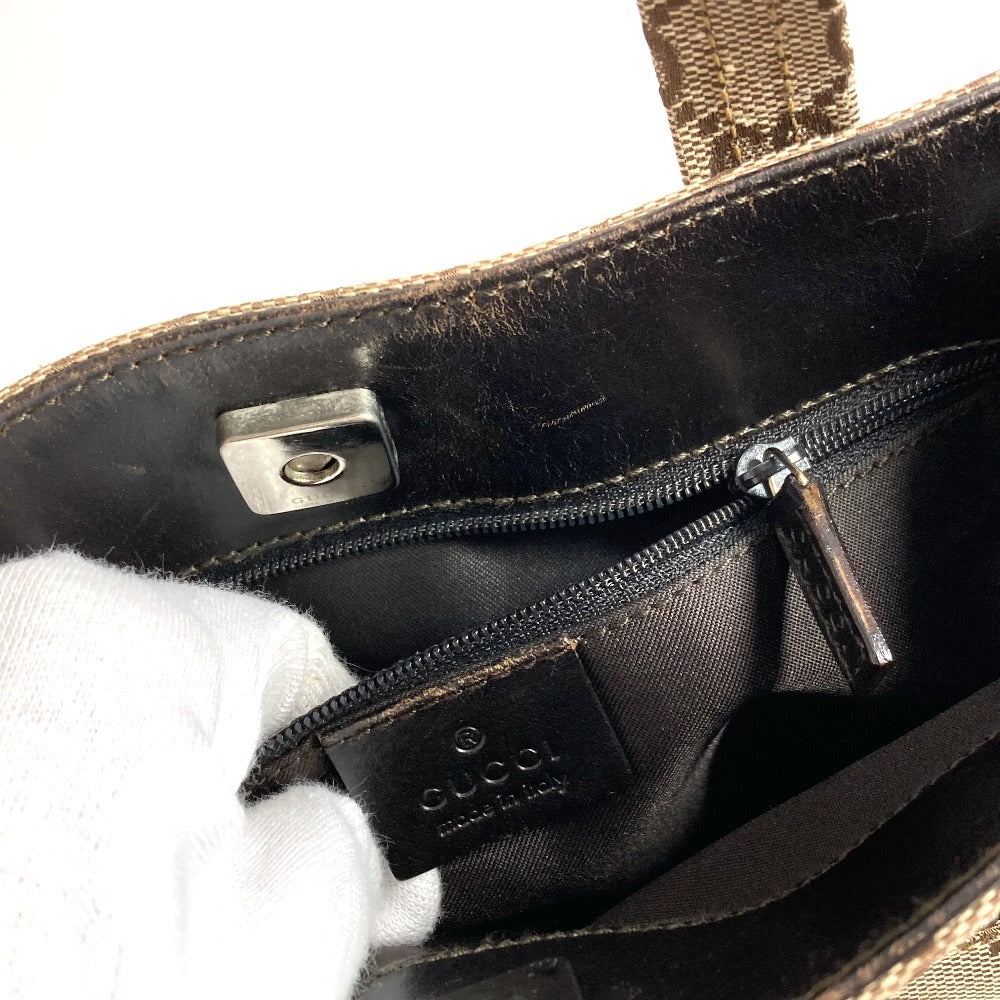 GUCCI 002・1080 GG Logo Bag Tote Bag Handbag GG Canvas/Leather Unisex Beige