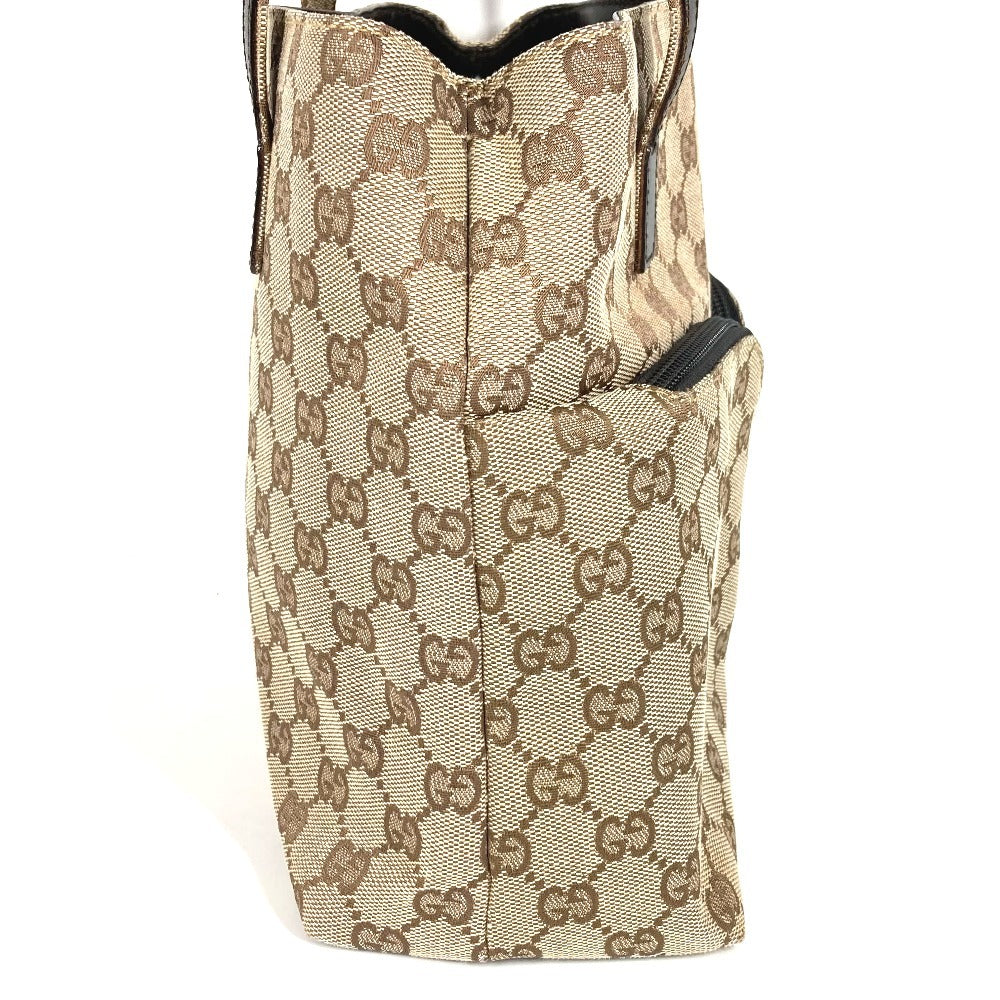 GUCCI 002・1080 GG Logo Bag Tote Bag Handbag GG Canvas/Leather Unisex Beige