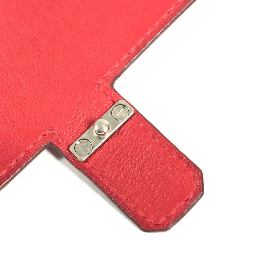 HERMES Hロゴ アメリー カバン ポシェット 斜め掛け フラップ ショルダーバッグ レザー ユニセックス レッド