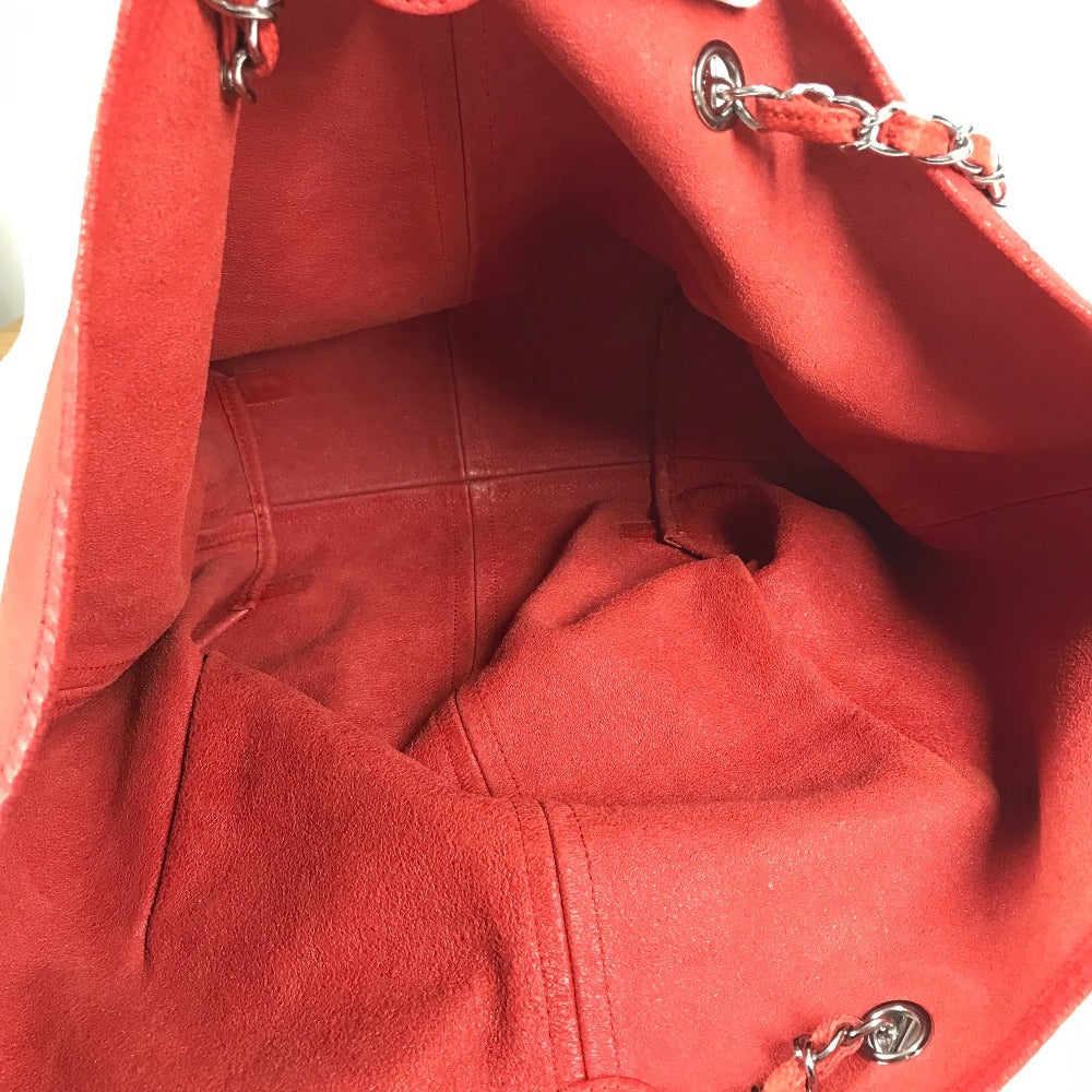 CHANEL Wチェーン チェーンバッグ ポーチ付き CC ココマーク ロゴ フラワー カバン トートバッグ 肩掛け ショルダーバッグ レザー レディース レッド