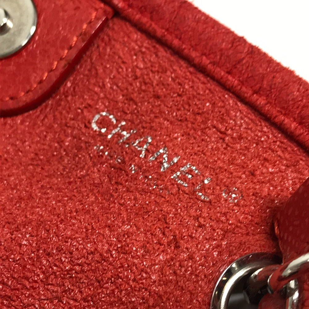 CHANEL Wチェーン チェーンバッグ ポーチ付き CC ココマーク ロゴ フラワー カバン トートバッグ 肩掛け ショルダーバッグ レザー レディース レッド