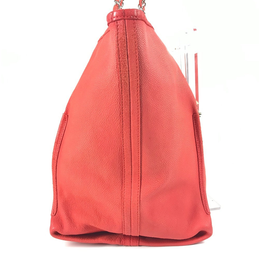 CHANEL Wチェーン チェーンバッグ ポーチ付き CC ココマーク ロゴ フラワー カバン トートバッグ 肩掛け ショルダーバッグ レザー レディース レッド