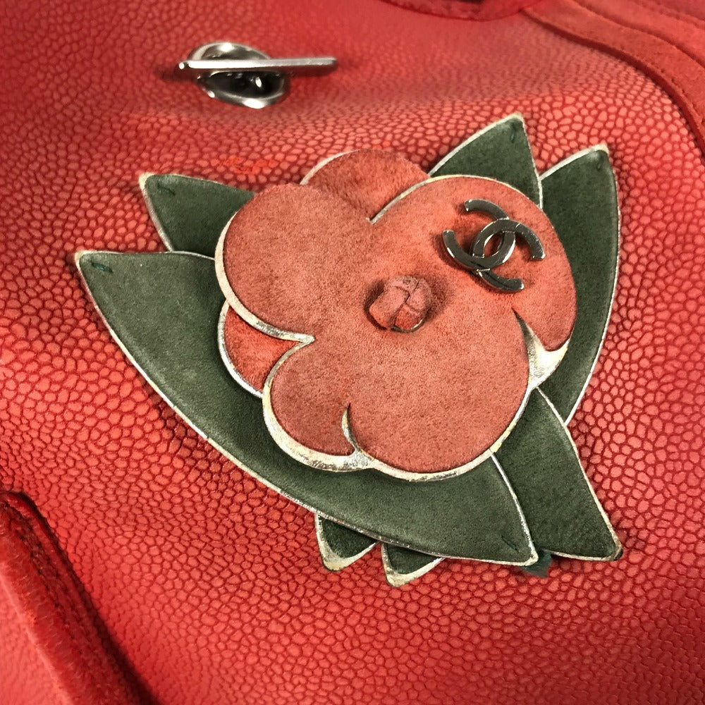 CHANEL Wチェーン チェーンバッグ ポーチ付き CC ココマーク ロゴ フラワー カバン トートバッグ 肩掛け ショルダーバッグ レザー レディース レッド