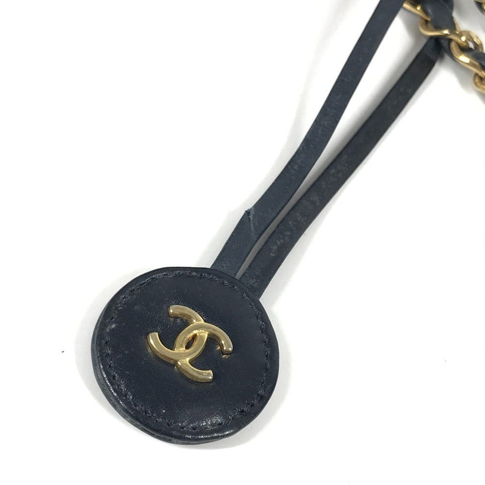 CHANEL ヴィンテージ CC ココマーク ロゴ マトラッセ キルティング カバン 肩掛け チェーンバッグ トートバッグ ショルダーバッグ ラムスキン レディース ネイビー