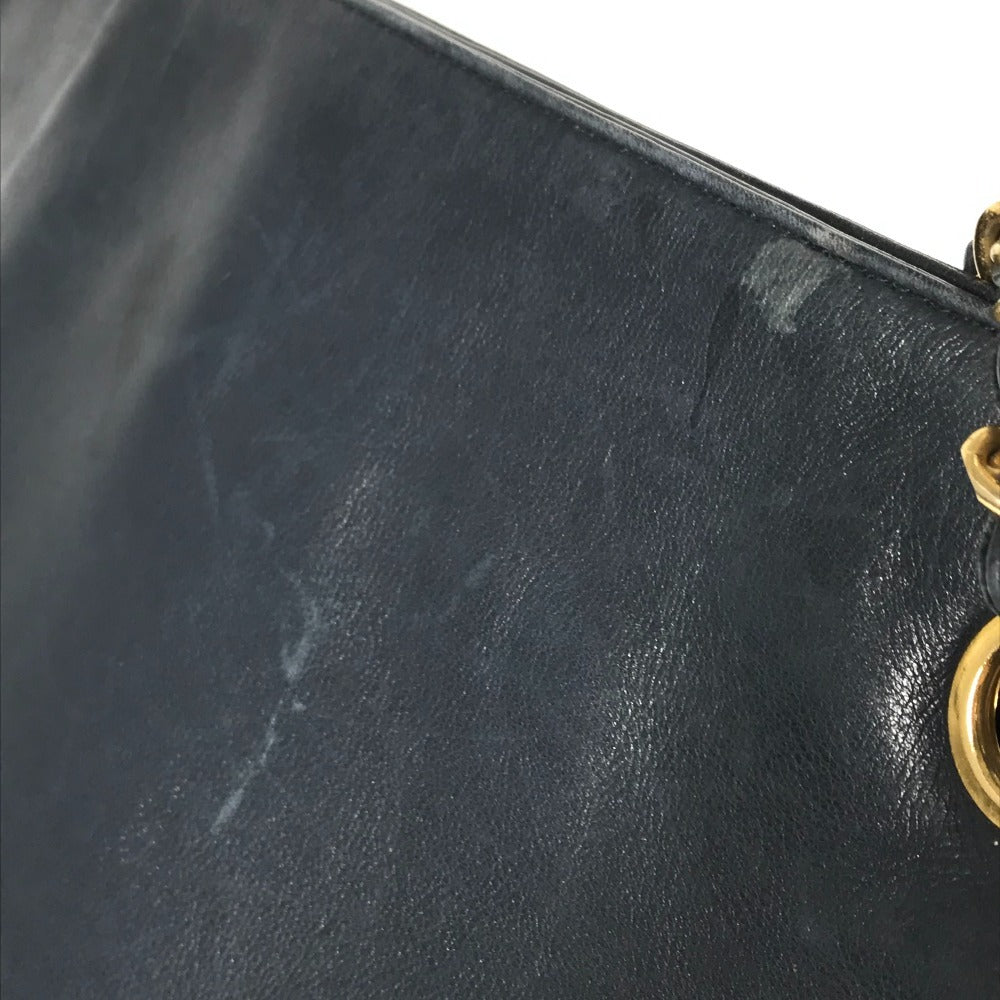 CHANEL ヴィンテージ CC ココマーク ロゴ マトラッセ キルティング カバン 肩掛け チェーンバッグ トートバッグ ショルダーバッグ ラムスキン レディース ネイビー