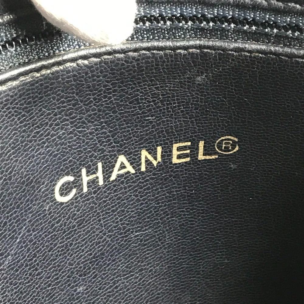 CHANEL ヴィンテージ CC ココマーク ロゴ マトラッセ キルティング カバン 肩掛け チェーンバッグ トートバッグ ショルダーバッグ ラムスキン レディース ネイビー