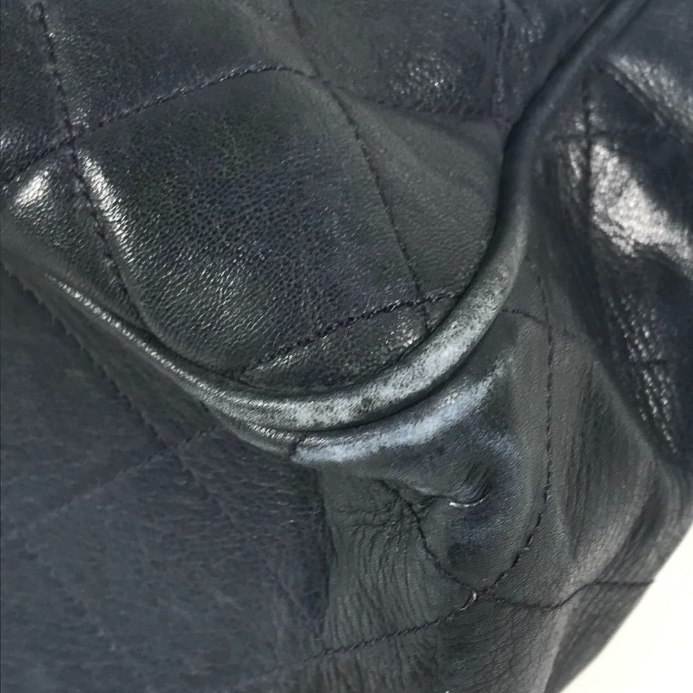 CHANEL ヴィンテージ CC ココマーク ロゴ マトラッセ キルティング カバン 肩掛け チェーンバッグ トートバッグ ショルダーバッグ ラムスキン レディース ネイビー