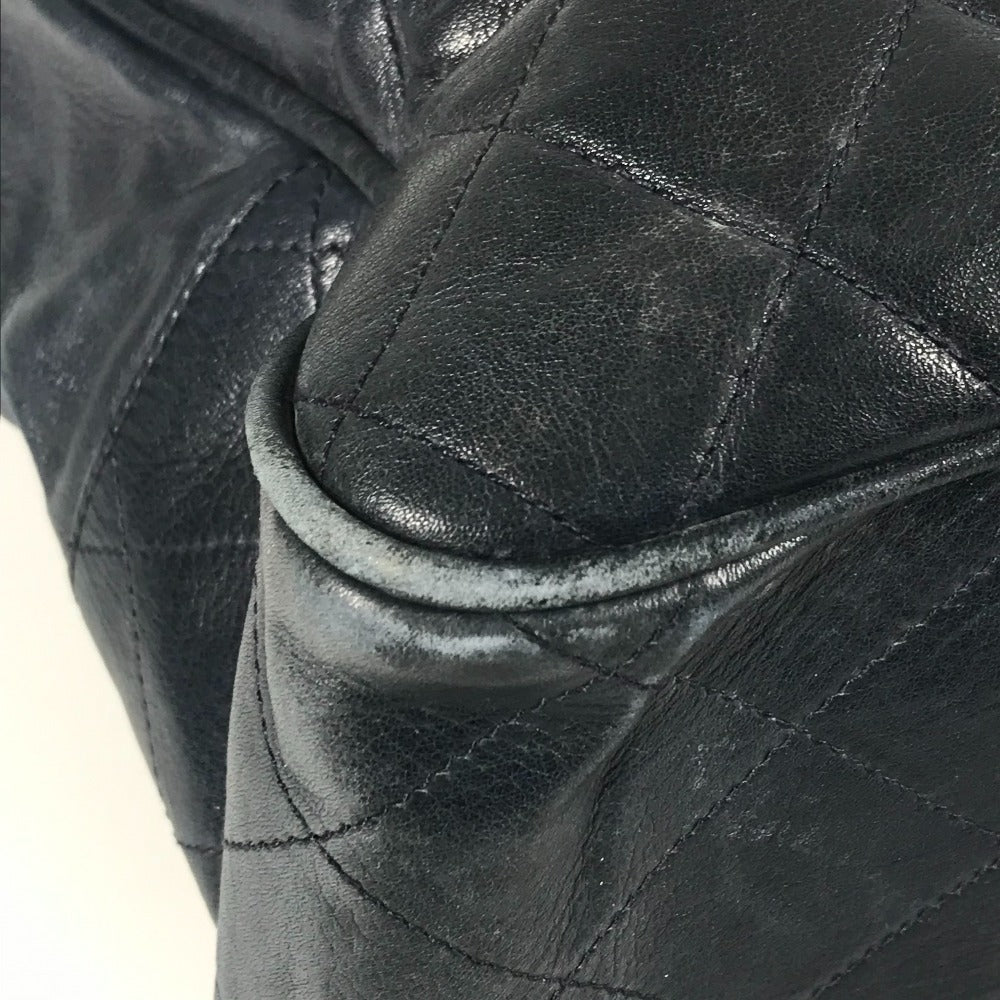 CHANEL ヴィンテージ CC ココマーク ロゴ マトラッセ キルティング カバン 肩掛け チェーンバッグ トートバッグ ショルダーバッグ ラムスキン レディース ネイビー