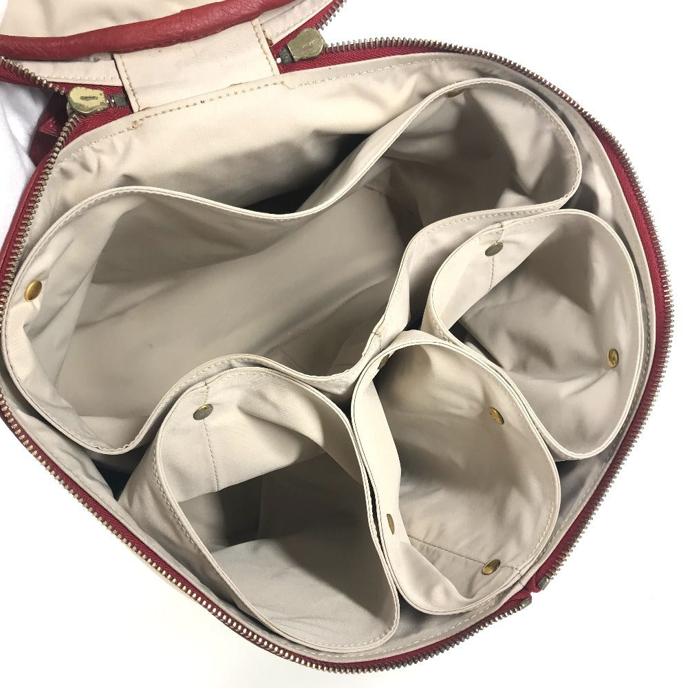 HERMES バイカラー インターシティ BOX メイクボックス 化粧 ハンドバッグ レザー/コーティングキャンバス レディース レッド