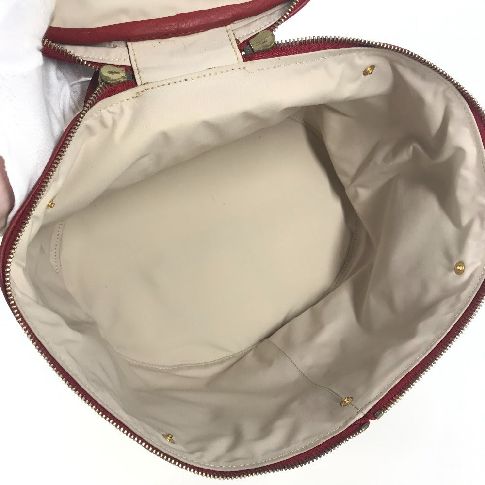 HERMES バイカラー インターシティ BOX メイクボックス 化粧 ハンドバッグ レザー/コーティングキャンバス レディース レッド