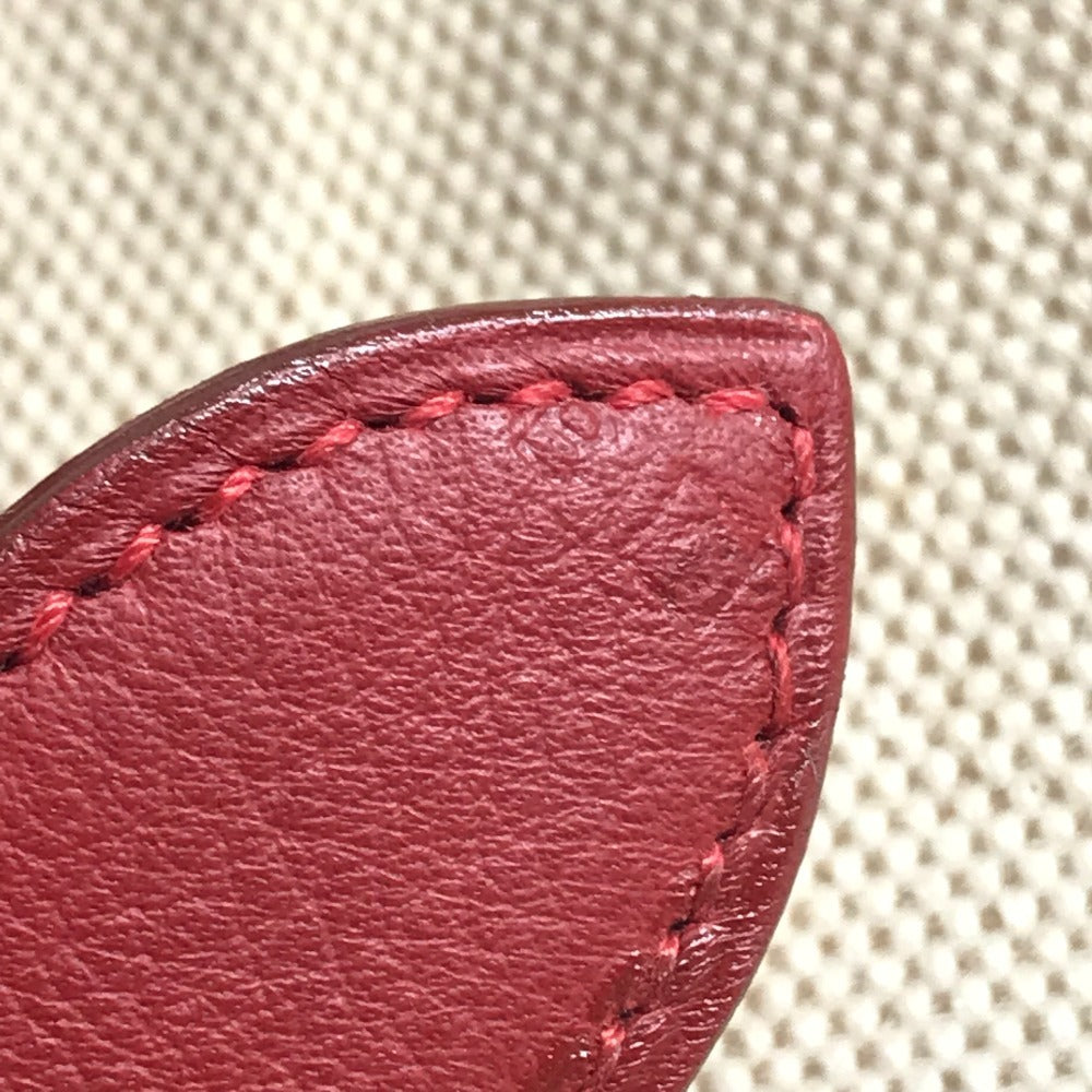 HERMES バイカラー インターシティ BOX メイクボックス 化粧 ハンドバッグ レザー/コーティングキャンバス レディース レッド