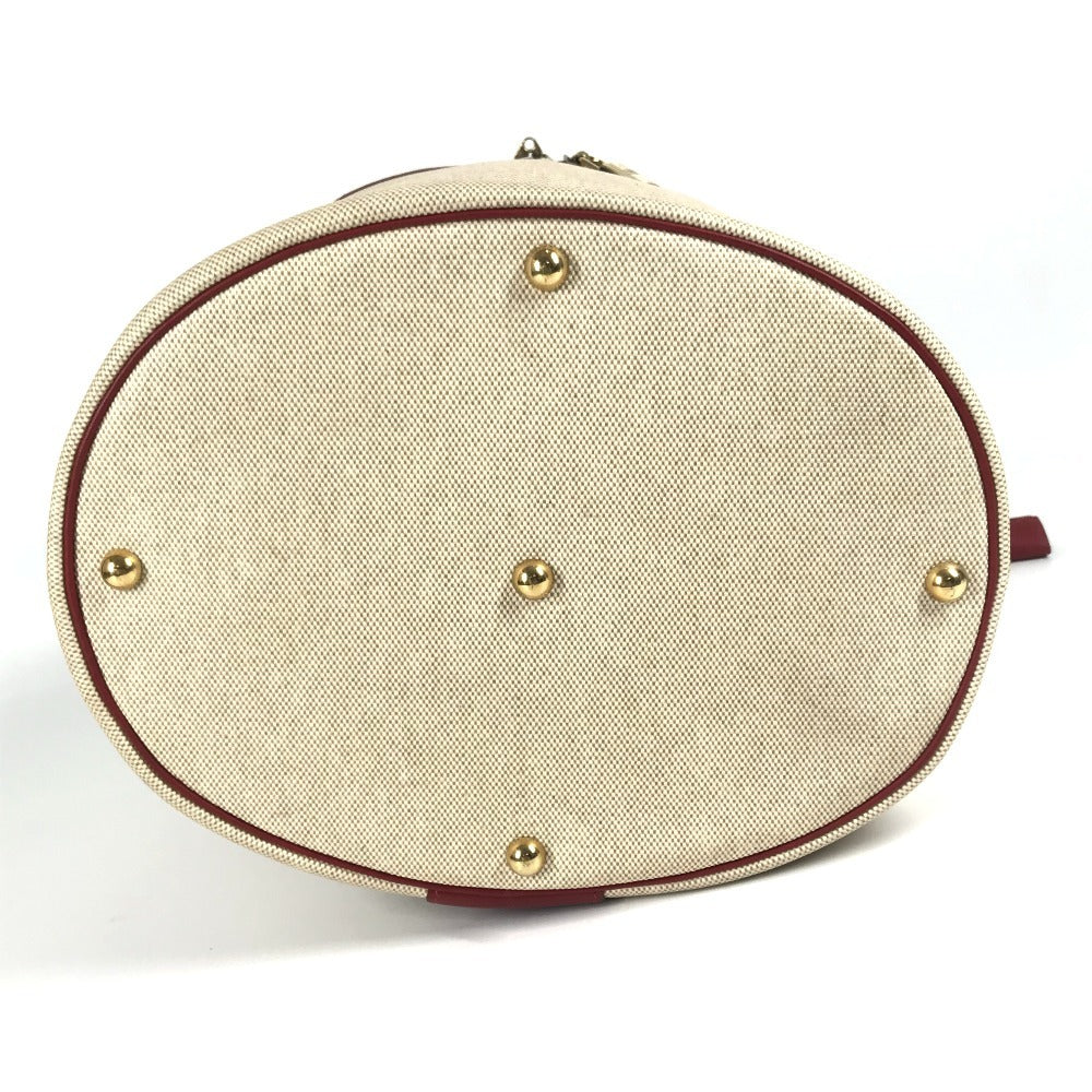 HERMES バイカラー インターシティ BOX メイクボックス 化粧 ハンドバッグ レザー/コーティングキャンバス レディース レッド