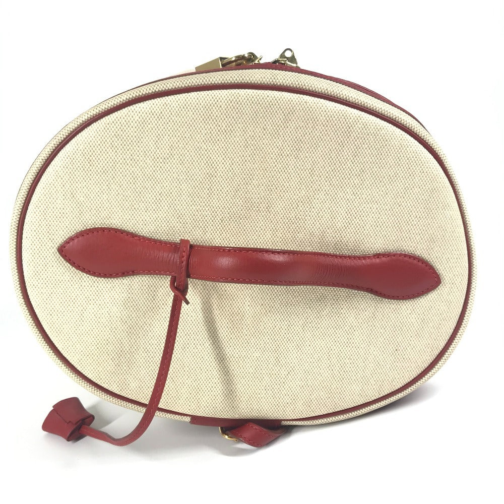 HERMES バイカラー インターシティ BOX メイクボックス 化粧 ハンドバッグ レザー/コーティングキャンバス レディース レッド