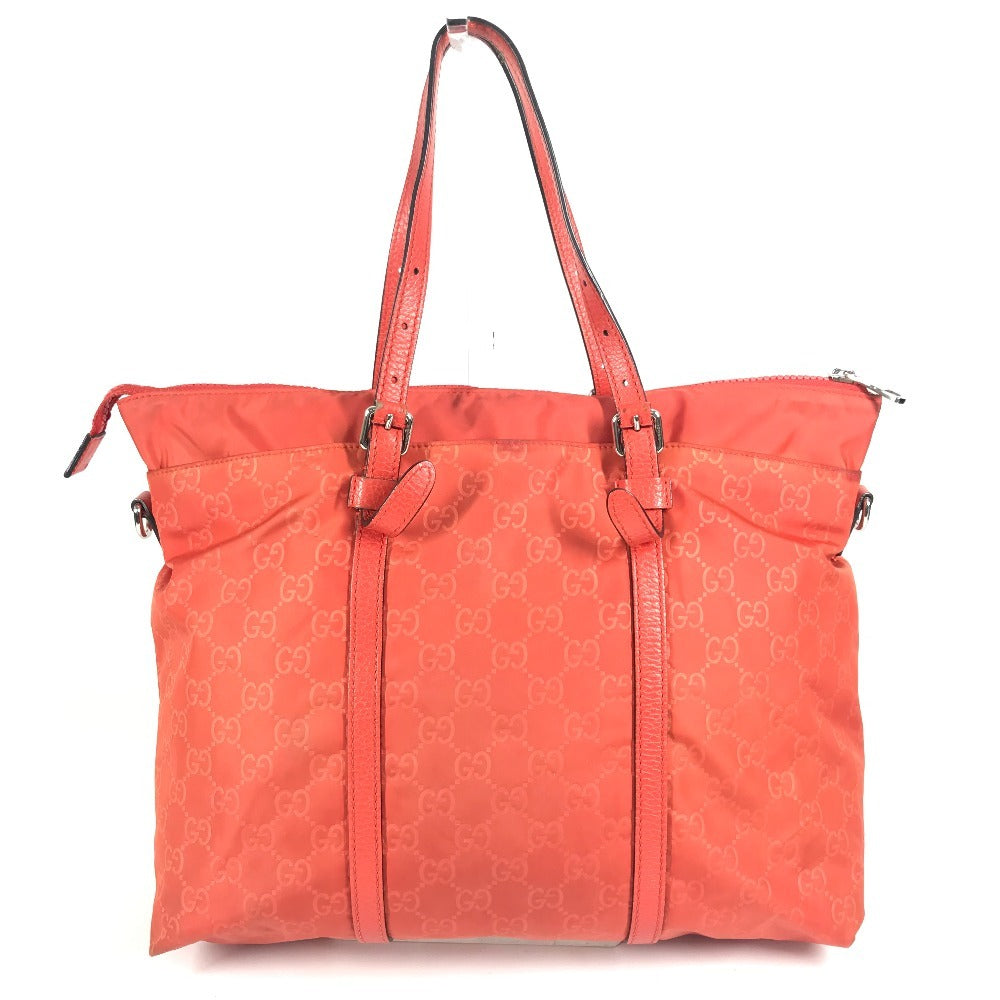 GUCCI 387067 GG ロゴ カバン トートバッグ ハンドバッグ 肩掛け ショルダーバッグ ナイロン ユニセックス オレンジ