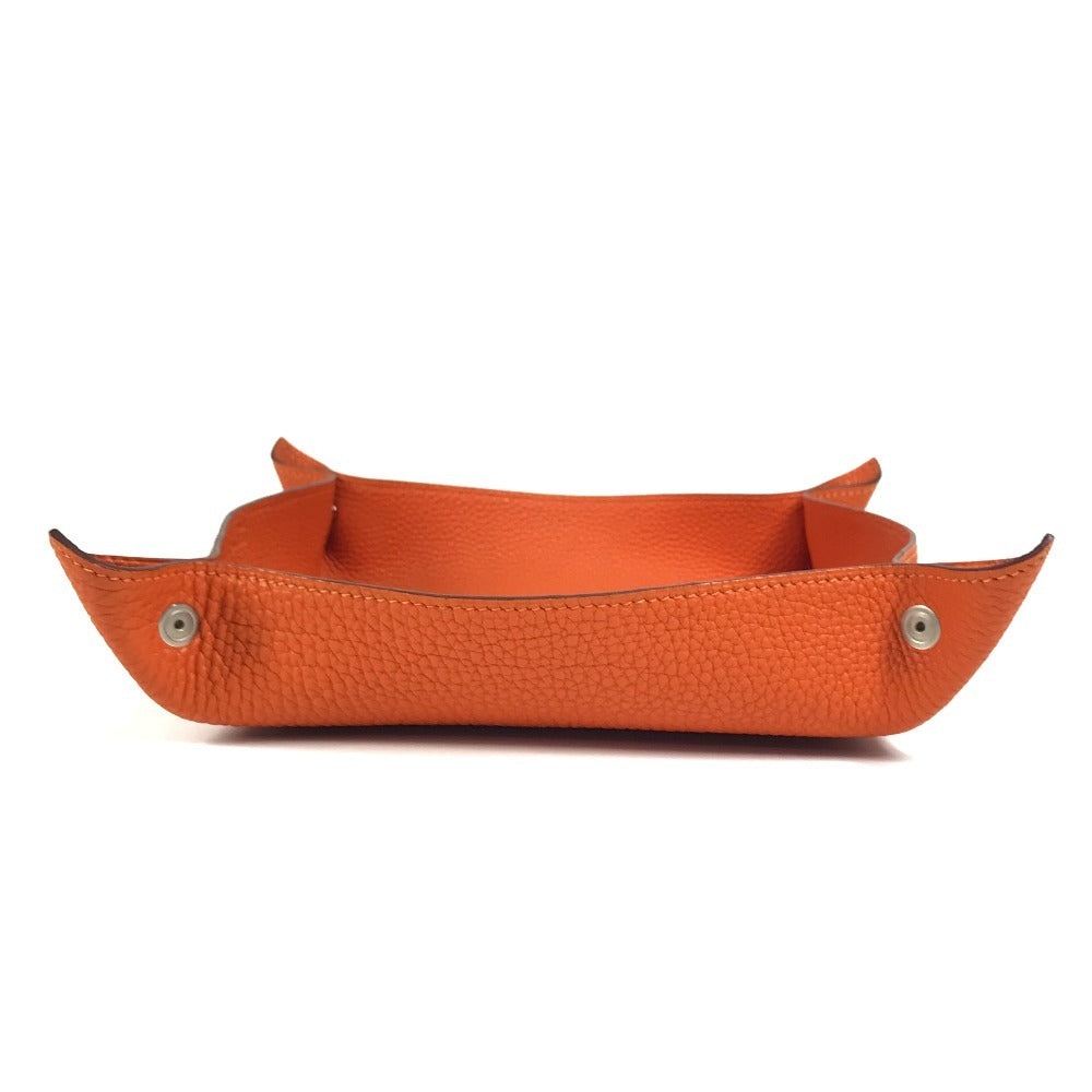 HERMES パンチングロゴ ヴィドポッシュ アクセサリートレイ トレー 雑貨 小物入れ トリヨンクレマンス ユニセックス オレンジ