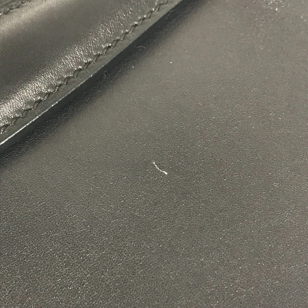 HERMES フラップ ポーチ プリプラ 2つ折り クラッチバッグ レザー ユニセックス ブラック