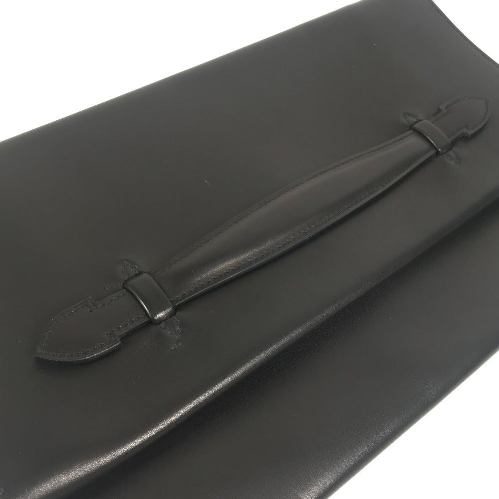 HERMES フラップ ポーチ プリプラ 2つ折り クラッチバッグ レザー ユニセックス ブラック