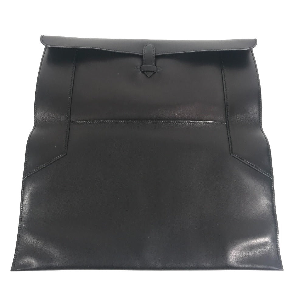 HERMES フラップ ポーチ プリプラ 2つ折り クラッチバッグ レザー ユニセックス ブラック