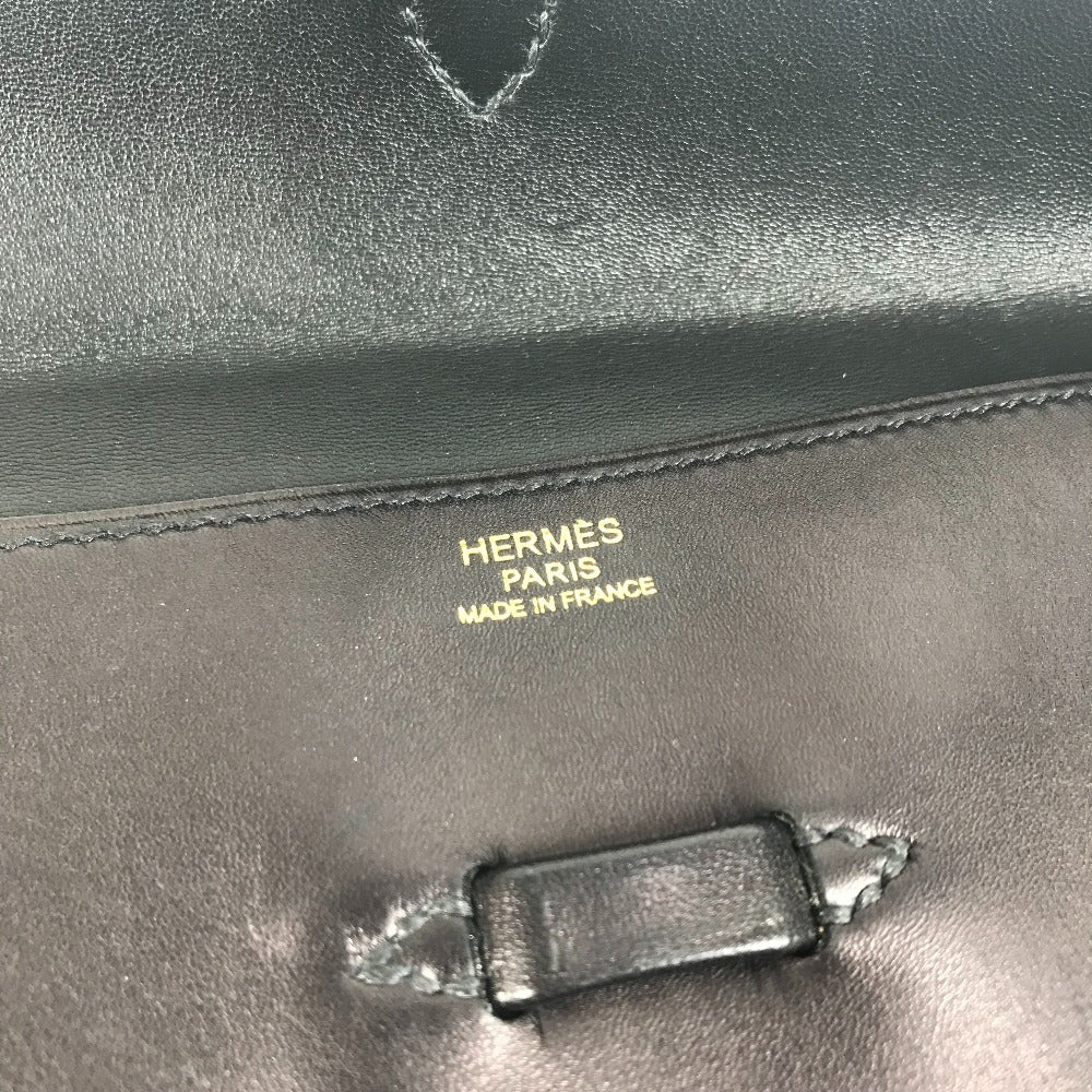 HERMES フラップ ポーチ プリプラ 2つ折り クラッチバッグ レザー ユニセックス ブラック