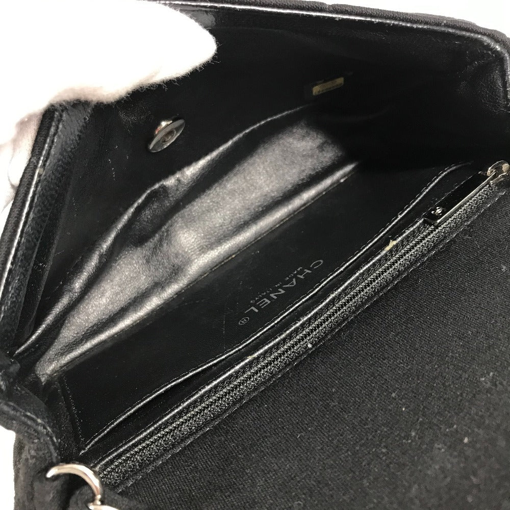 CHANEL キルティング マトラッセ CC ココマーク ロゴ ミニ カバン Wチェーン ポシェット フラップ 斜め掛け ショルダーバッグ コットン レディース ブラック