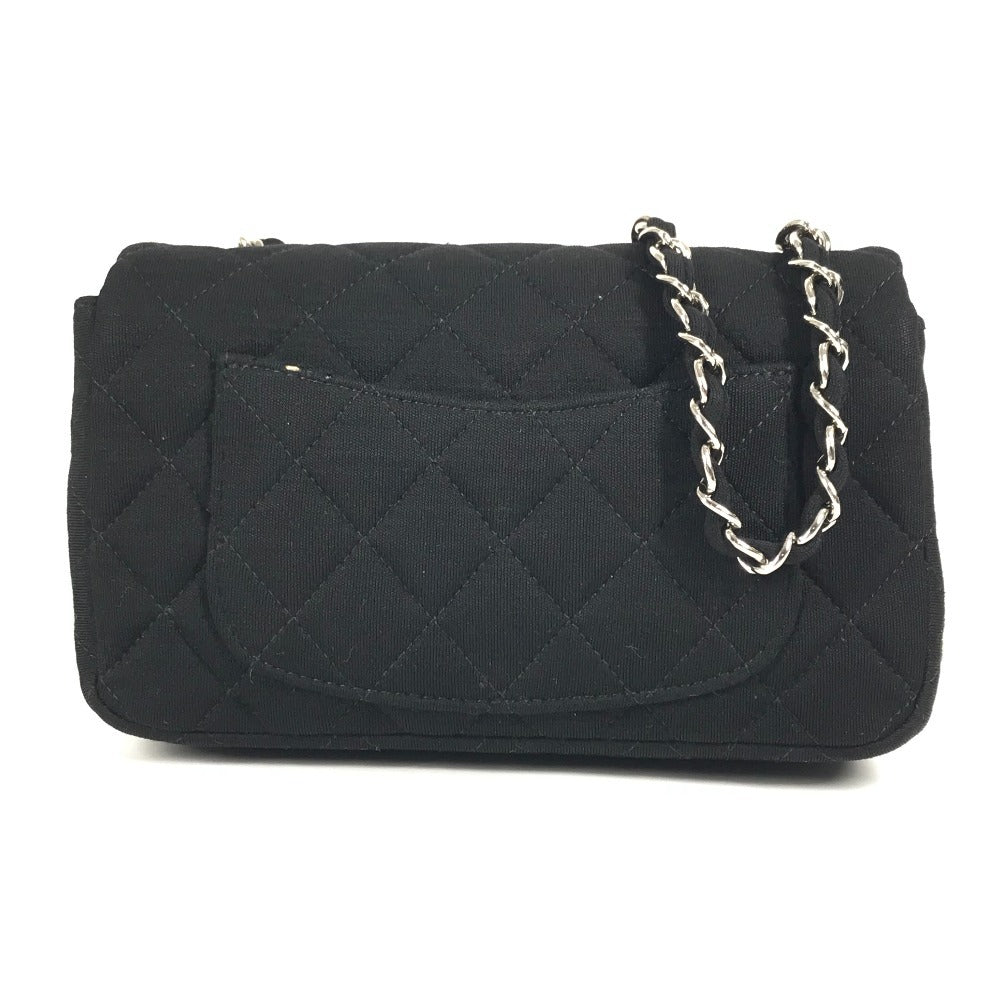 CHANEL キルティング マトラッセ CC ココマーク ロゴ ミニ カバン Wチェーン ポシェット フラップ 斜め掛け ショルダーバッグ コットン レディース ブラック