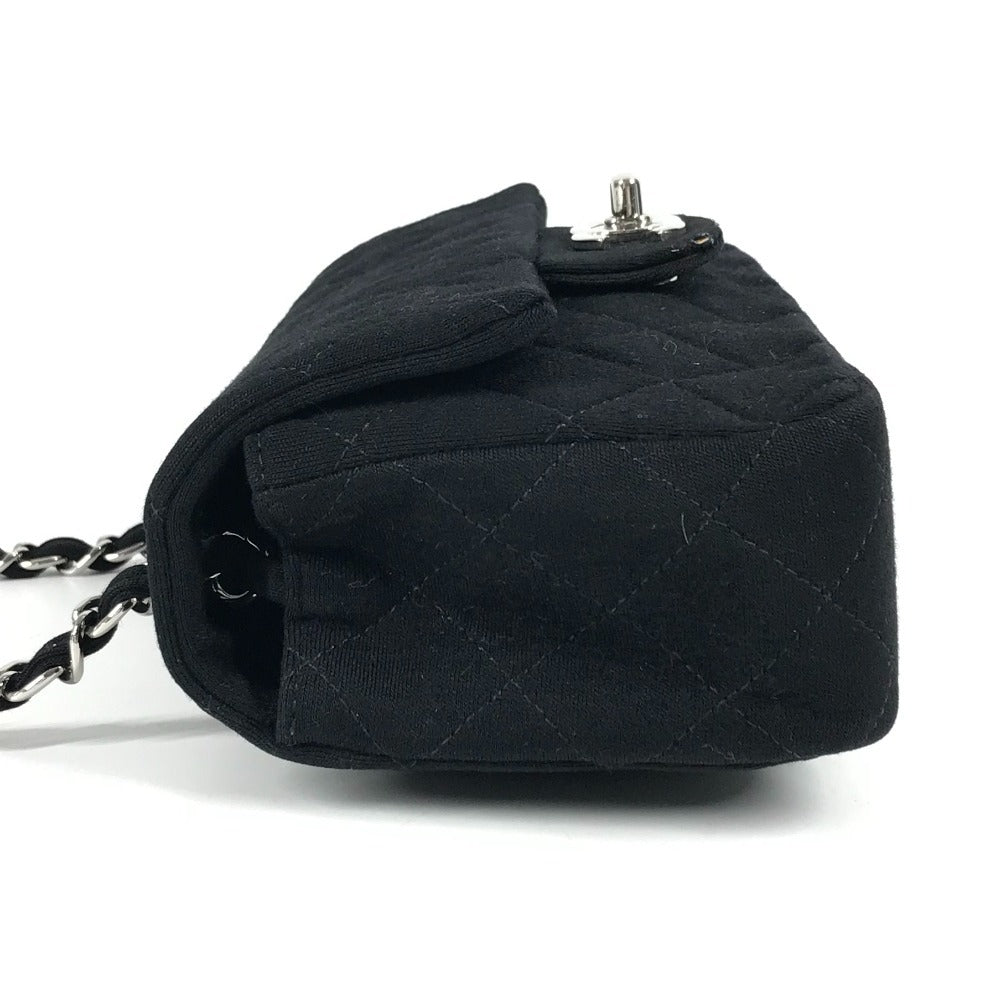 CHANEL キルティング マトラッセ CC ココマーク ロゴ ミニ カバン Wチェーン ポシェット フラップ 斜め掛け ショルダーバッグ コットン レディース ブラック