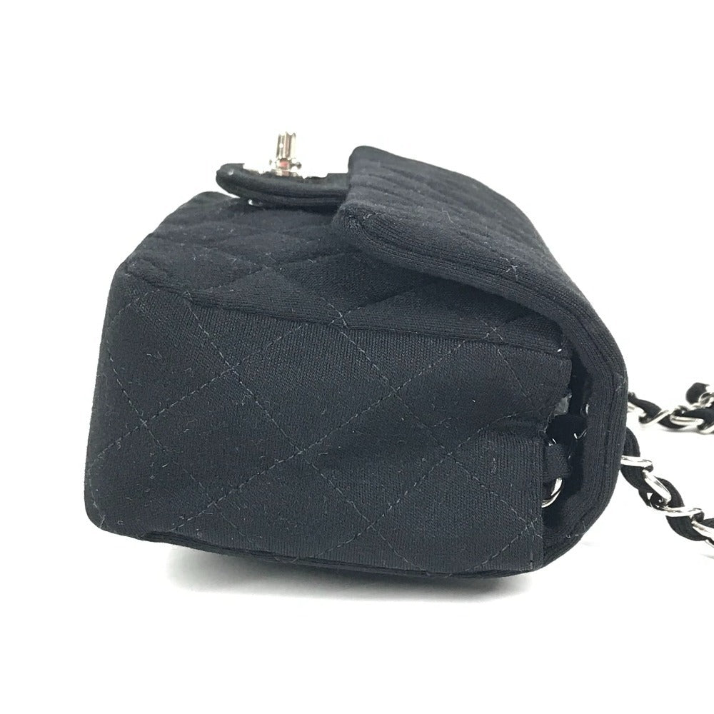 CHANEL キルティング マトラッセ CC ココマーク ロゴ ミニ カバン Wチェーン ポシェット フラップ 斜め掛け ショルダーバッグ コットン レディース ブラック