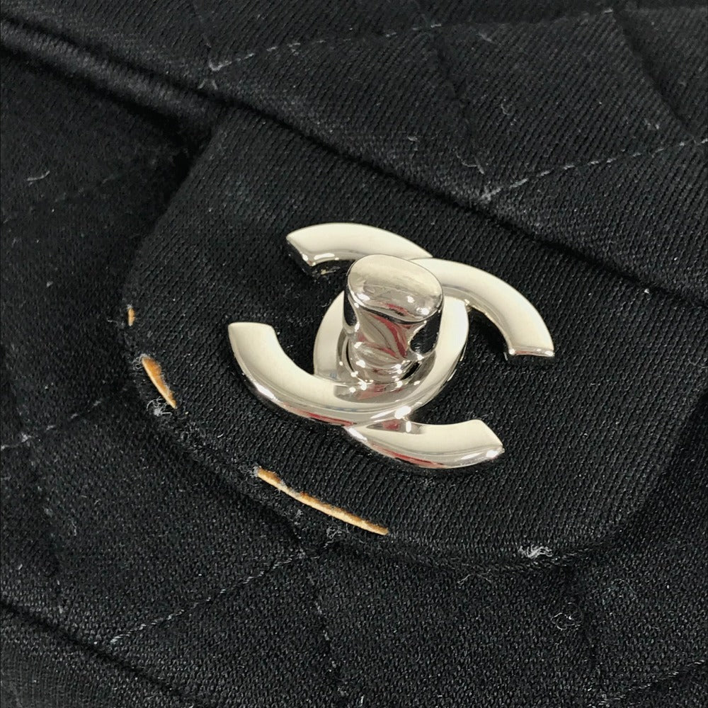 CHANEL キルティング マトラッセ CC ココマーク ロゴ ミニ カバン Wチェーン ポシェット フラップ 斜め掛け ショルダーバッグ コットン レディース ブラック