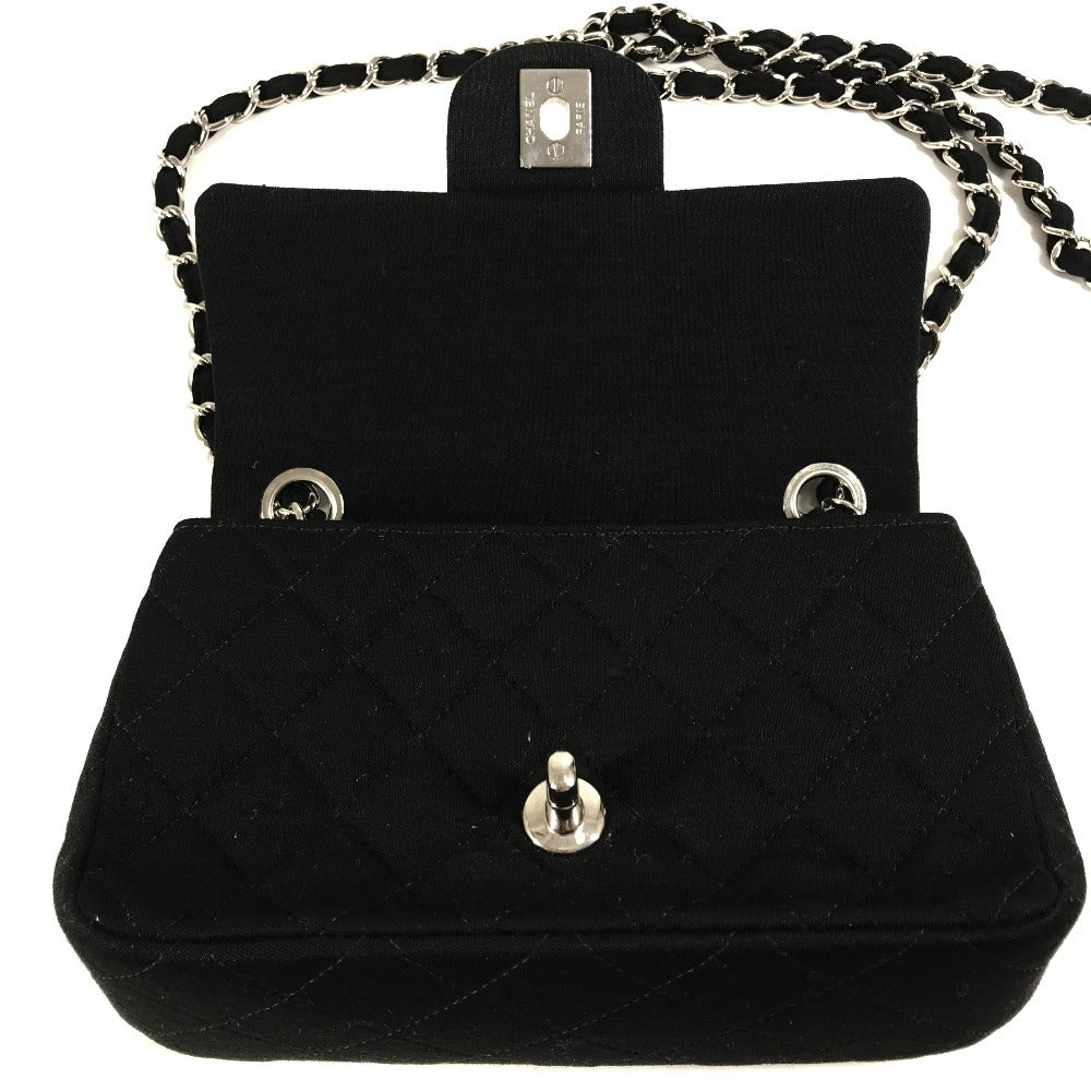 CHANEL キルティング マトラッセ CC ココマーク ロゴ ミニ カバン Wチェーン ポシェット フラップ 斜め掛け ショルダーバッグ コットン レディース ブラック