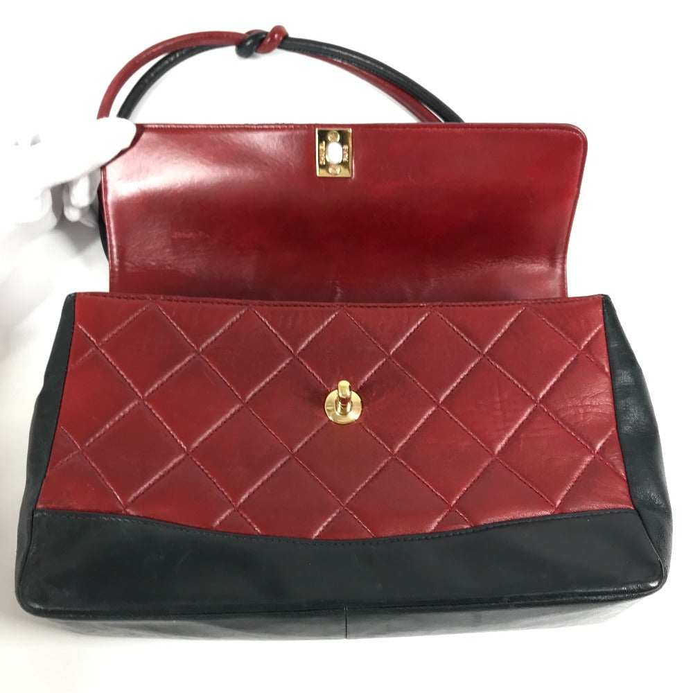 CHANEL キルティング マトラッセ CC ココマーク ロゴ フラップ カバン 肩掛け ハンドバッグ バイカラー ショルダーバッグ レザー レディース レッド