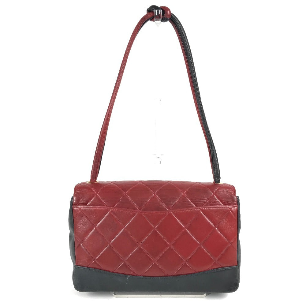 CHANEL キルティング マトラッセ CC ココマーク ロゴ フラップ カバン 肩掛け ハンドバッグ バイカラー ショルダーバッグ レザー レディース レッド