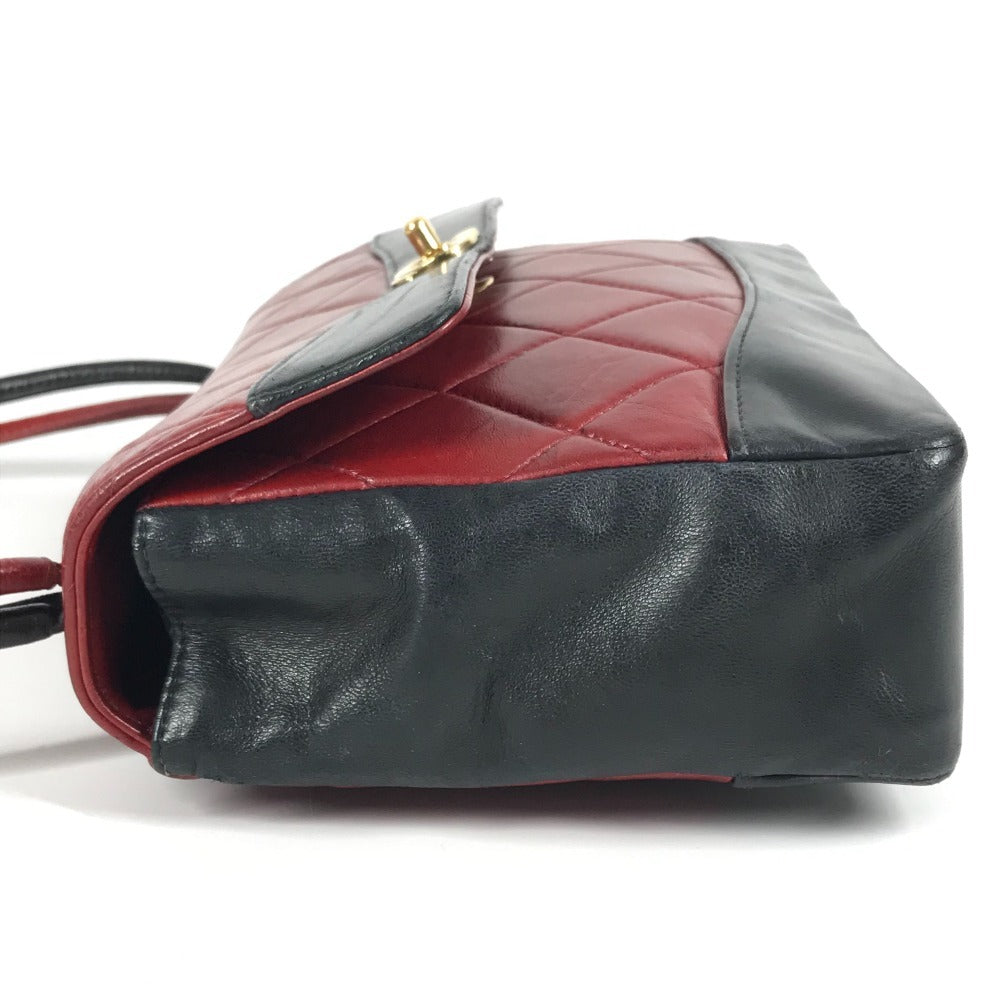 CHANEL キルティング マトラッセ CC ココマーク ロゴ フラップ カバン 肩掛け ハンドバッグ バイカラー ショルダーバッグ レザー レディース レッド