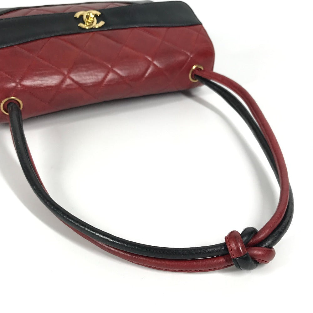 CHANEL キルティング マトラッセ CC ココマーク ロゴ フラップ カバン 肩掛け ハンドバッグ バイカラー ショルダーバッグ レザー レディース レッド