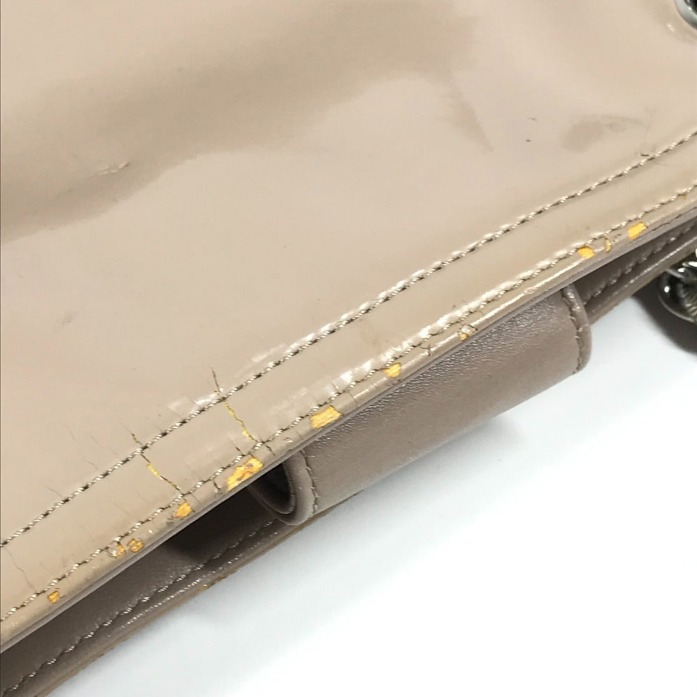 CHANEL リップスティック CC ココマーク ロゴ カバン Wチェーンショルダーバッグ 肩掛け トートバッグ ショルダーバッグ エナメル レディース ベージュ