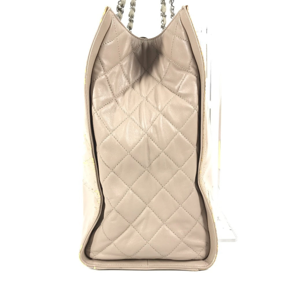 CHANEL リップスティック CC ココマーク ロゴ カバン Wチェーンショルダーバッグ 肩掛け トートバッグ ショルダーバッグ エナメル レディース ベージュ