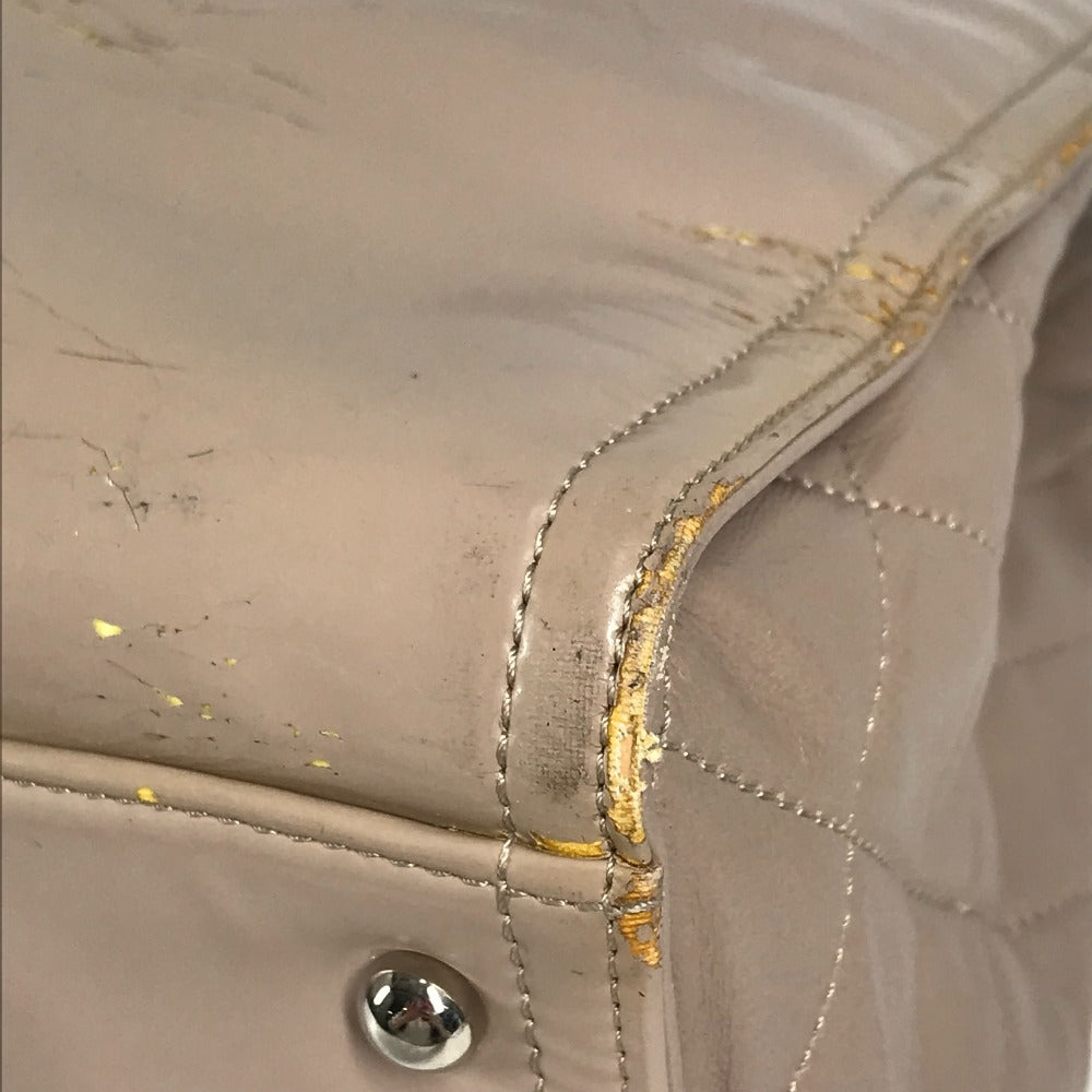 CHANEL リップスティック CC ココマーク ロゴ カバン Wチェーンショルダーバッグ 肩掛け トートバッグ ショルダーバッグ エナメル レディース ベージュ