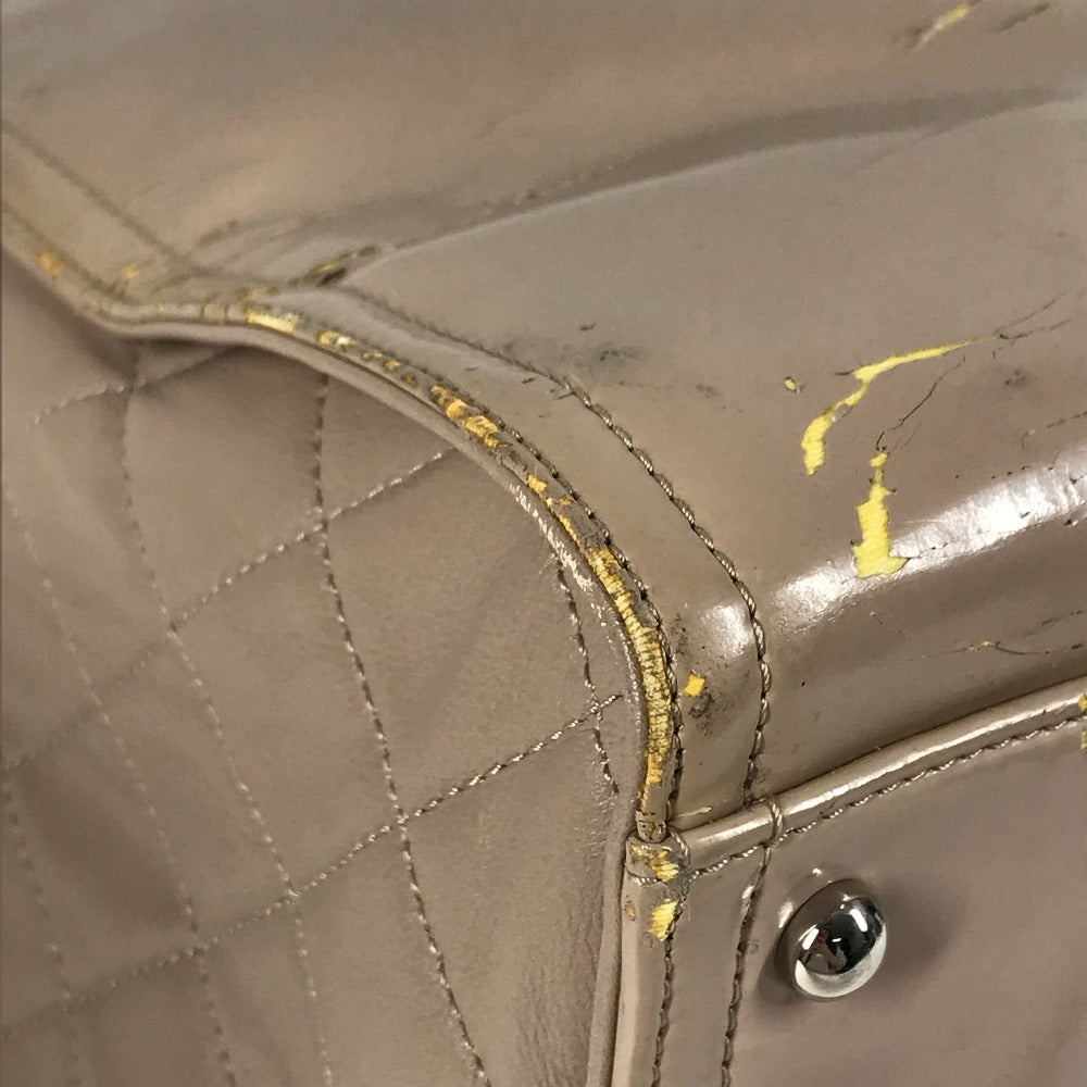 CHANEL リップスティック CC ココマーク ロゴ カバン Wチェーンショルダーバッグ 肩掛け トートバッグ ショルダーバッグ エナメル レディース ベージュ